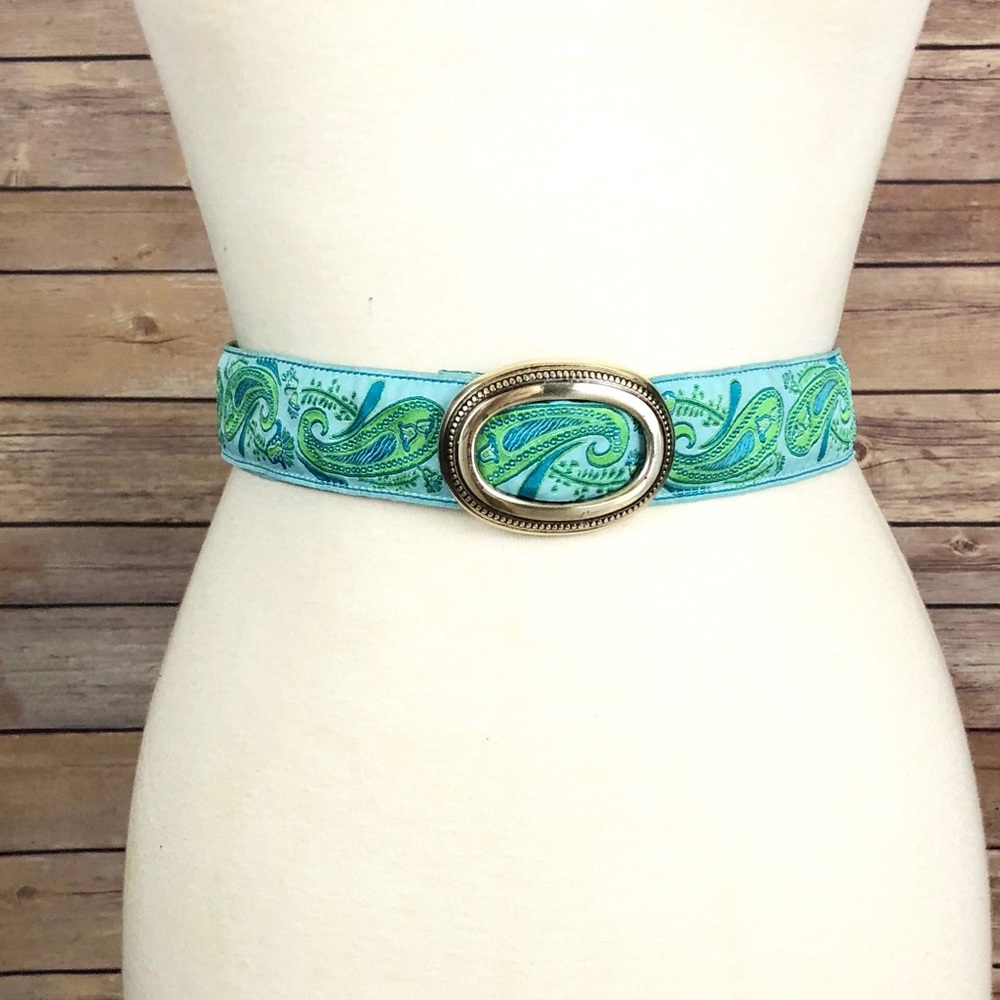 Eliza B Preppy Paisley Grosgrain Ribbon Belt Lg
